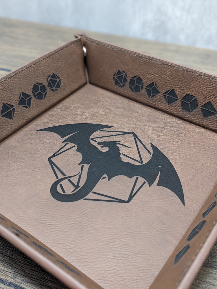 Leatherette Dice Tray with Engraved Design