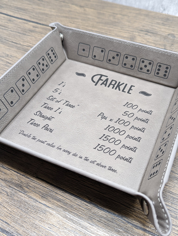 Leatherette Dice Tray with Engraved Design